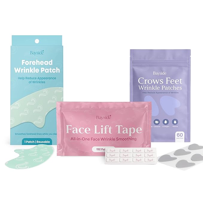 Forehead Wrinkle Patches, Crow’s Feet Patches & Face Lift Tape | Complete Wrinkle Patch Bundle | All-In-One Anti-Aging Smoothing System for Fine Lines, Firming, Lifting & Overnight Wrinkle Prevention
