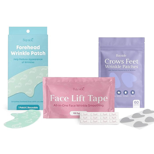 Forehead Wrinkle Patches, Crow’s Feet Patches & Face Lift Tape | Complete Wrinkle Patch Bundle | All-In-One Anti-Aging Smoothing System for Fine Lines, Firming, Lifting & Overnight Wrinkle Prevention