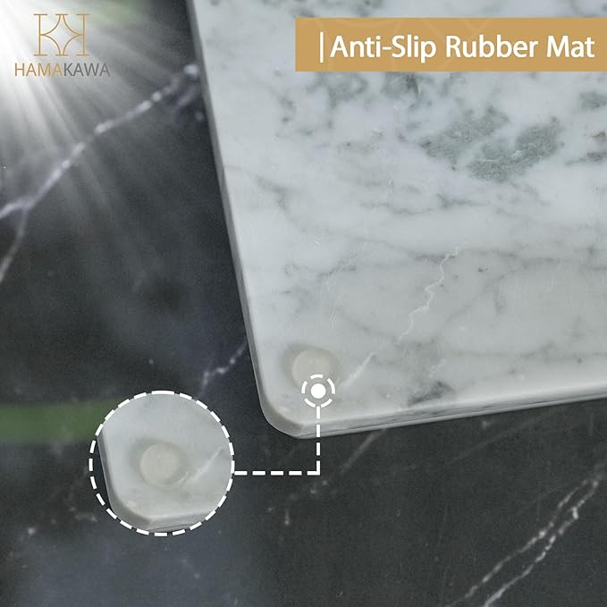 Large Natural Marble Bathroom Vanity Tray 12 inch, Carrara White Stone Jewelry Tray, Rectangle Sink Trays, Modern Tank Trays, Countertop Organizer for Soap Dispenser, Kitchen, Home Decor