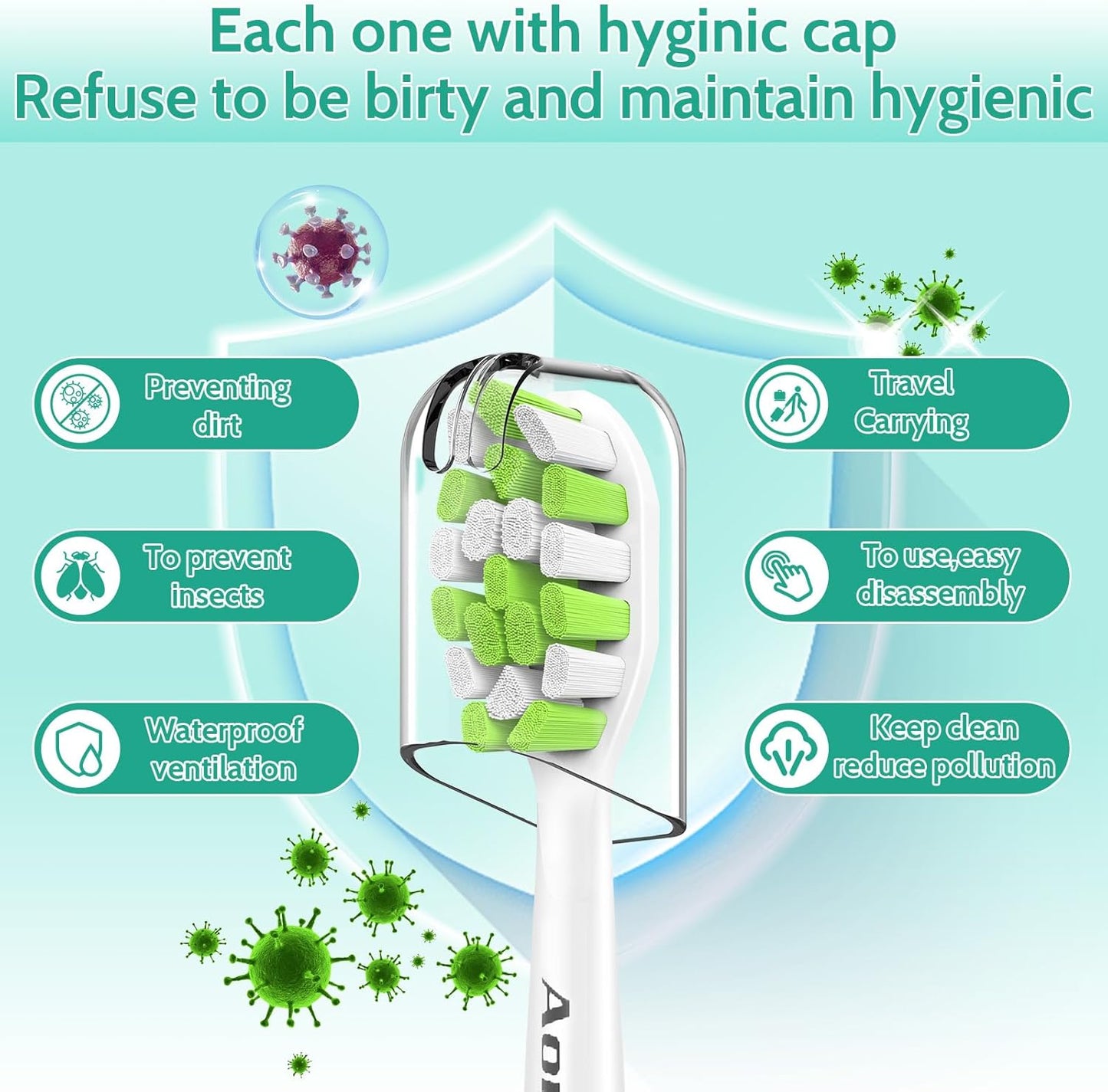 Aoremon Toothbrush Replacement Heads for Philips Sonicare DiamondClean Series 2/3 EasyClean ProtectiveClean FlexCare HwalthyWhite, 4100/5100/6100, C1/C2/G2/G3-6 Pack, White