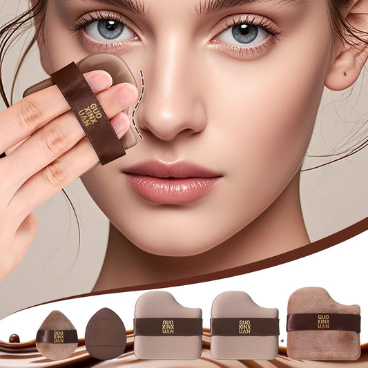 2 Box of 12 Pcs Guoxiaoniu Makeup Puff, Guoxiaoniu Chocolate Color Quick Makeup Mini Foundation Puff Set, Sponge Cushion Puff for Liquid & Powder Foundation