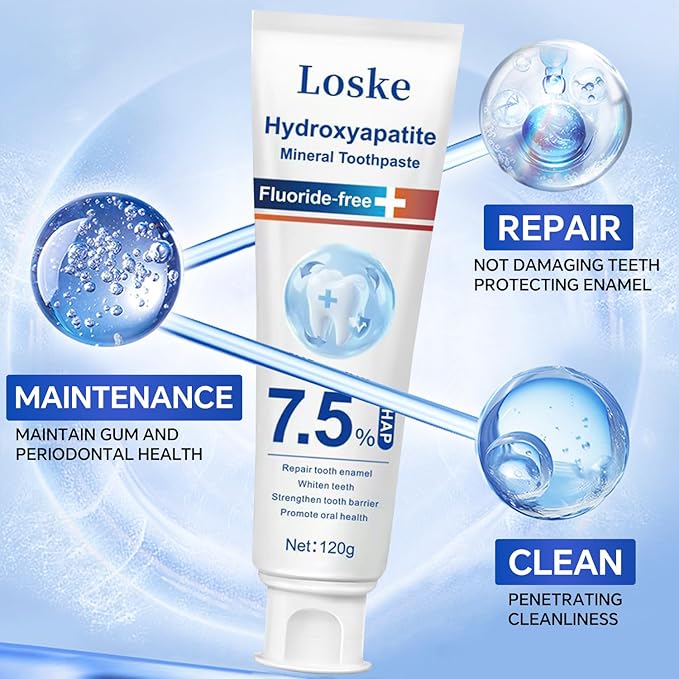 Hydroxyapatite Toothpaste for Stronger Teeth, Natural Remineralization Formula, Fluoride Free Whitening and Enamel Protection for Sensitive Teeth (2)