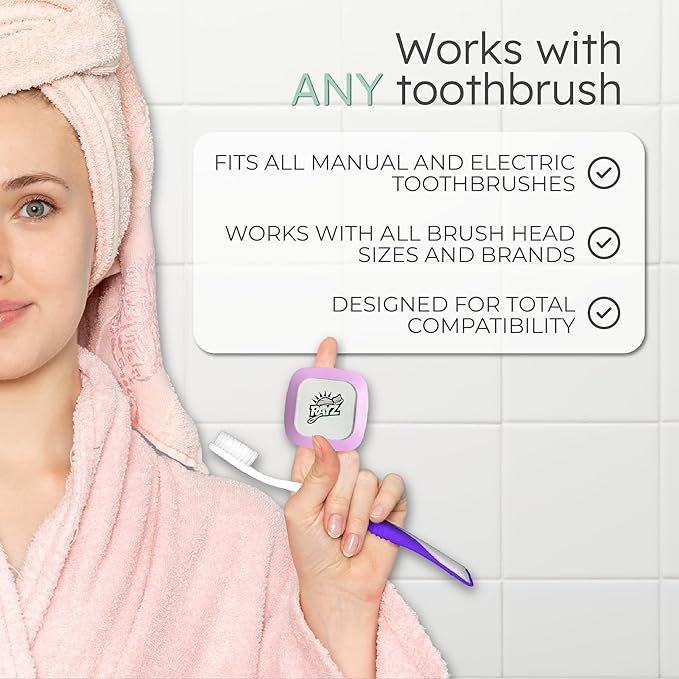 Rayz UV-C Toothbrush Sanitizer | Portable & Rechargeable | 99.9% Sanitization in 3 Minutes | Wall Mountable, Travel-Friendly & TSA-Approved (Lavender)
