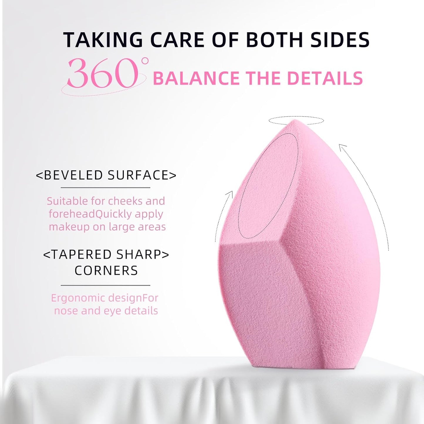 Makeup Brush Set, Flat Top Kabuki Brush Premium Foundation Brush for Liquid, Cream, and Powder with 2 Makeup Sponge for Foundation, Powder, Blush, and Concealer