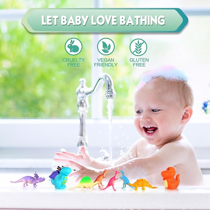 Aofmee Bath Bombs for Kids with Dinosaur Toy Inside, Easter Basket Stuffers for Toddler, Handmade Bubble Dinosaur Eggs for Boys Girls Gift Set for Birthday Christmas