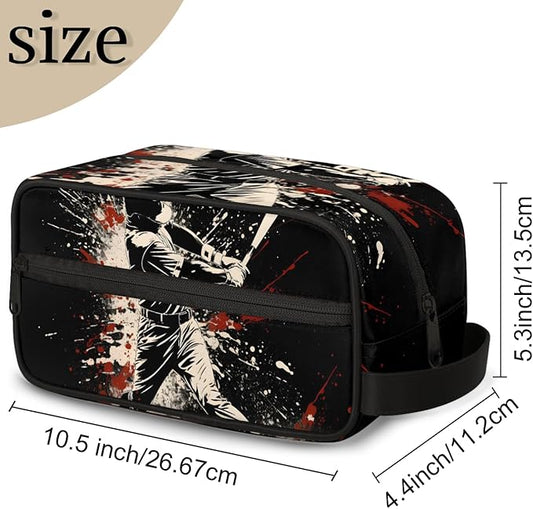 Baseball Player Boys Travel Toiletry Bag Waterproof Wash Bag Shower Shaving Bag Cosmetic Organizer Makeup Bag Portable Toiletries Accessories for Women Men Ball Theme