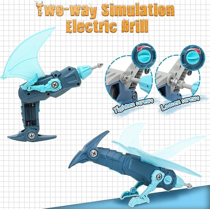 5 Pack Take Apart Dinosaur Toys with Electric Drill – STEM Construction Building Set for Boys Ages 3–8, Educational DIY Dino Kit for Kids – Popular for Grandkids & Toddlers