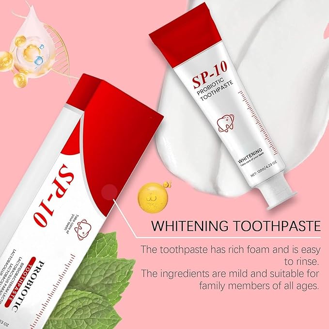 2 Pcs SP10 Probiotic Toothpaste - Whitening Toothpaste, Fresh Breath Formula，Stain Removal，Deep Cleaning Care