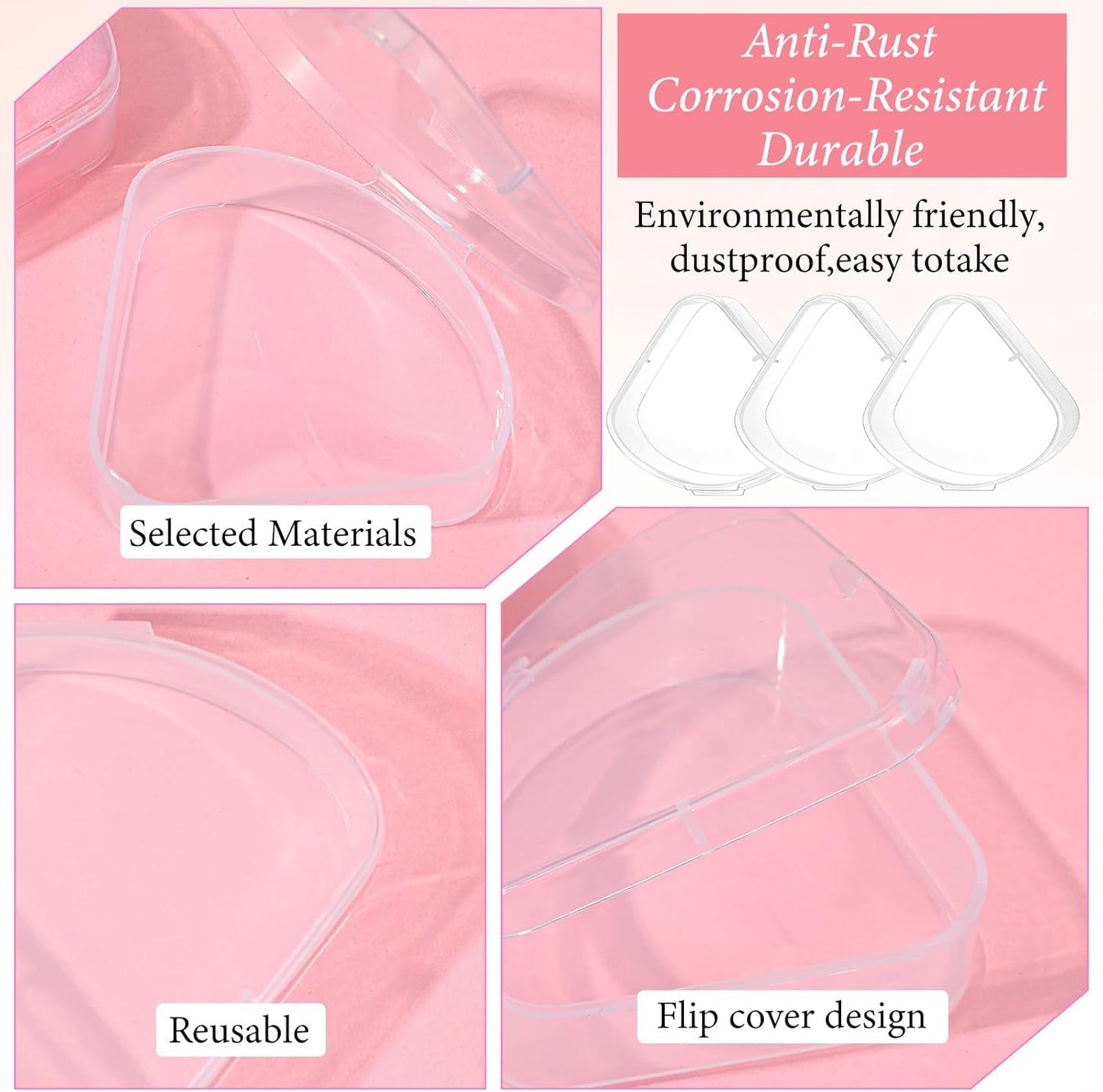 12 PCS Triangle Powder Puff Holder Cases Clear Makeup Sponge Protective Container Portable Cosmetic Puff Box Travel Beauty Blender Holder Clear Reusable Dust Proof Protective