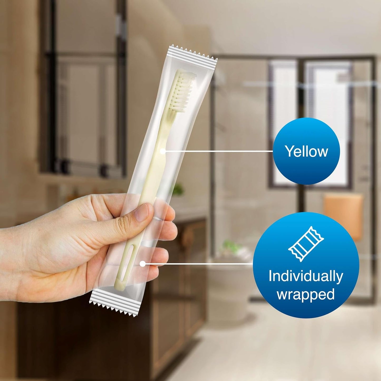 Medium Soft Toothbrushes for Adults and Kids - Box of 24 Yellow Tooth Brushes - Individually Wrapped