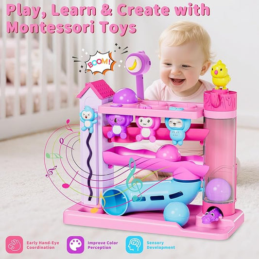 Musical Toddler Toys for 1 2 3 Years Old, Educational Baby Toys 12-18 Months with Bilingual Toddler Learning, Interactive Toys for 1 Year Old Girl, Christmas Birthday Gift for 1 Year Old Girl (Purple)