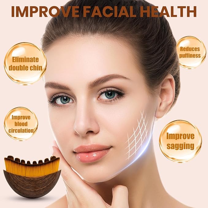 Jan Bark Lymphatic Contour Face Brush, Dry Brushing Lymphatic Brush Drainage, Designed for The Face Gentle Enough, Fit The Skin Precisely and Relieve Fatigue