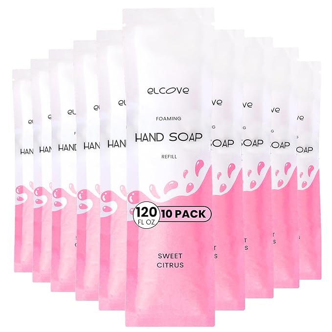 Foaming Hand Soap Refills (10 Pack), Concentrated Powder Soap Refills, Make 10 Bottles of Eco Friendly, Non Toxic, Plastic Free Foaming Hand Wash (Sweet Citrus)