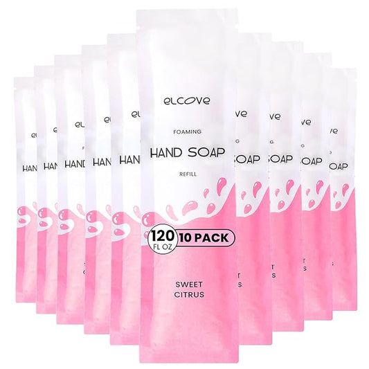 Foaming Hand Soap Refills (10 Pack), Concentrated Powder Soap Refills, Make 10 Bottles of Eco Friendly, Non Toxic, Plastic Free Foaming Hand Wash (Sweet Citrus)