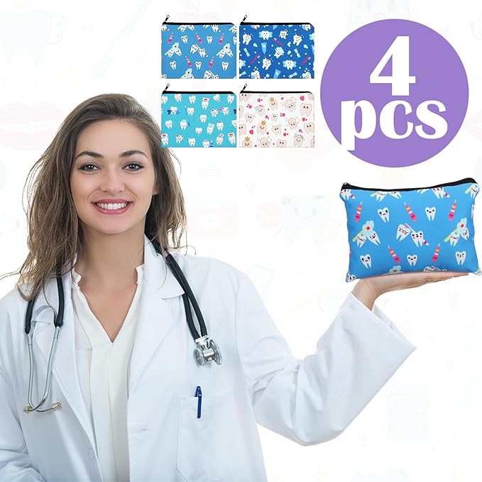 16 Pcs Dental Hygienist Gifts Bulk Include12 oz Teeth Stainless Steel Tumbler Cosmetic Bag Tooth Shape Keychain Tooth Socks Dental Assistant Gifts for Nurse Graduation Accessories