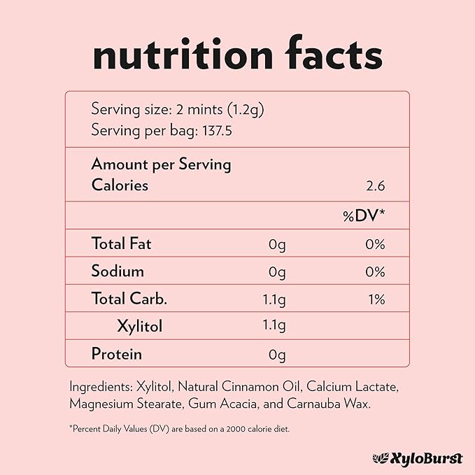 XyloBurst - Xylitol Mints | Sugar Free Breath Mint for Oral Health | Gluten Free, Vegan, Keto Friendly | Aspartame Free Mints | Cinnamon | 275 Count