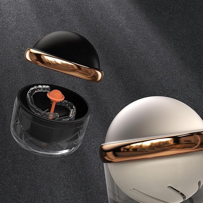 AARAINBOW Large Denture Case with Strainer Basket, Clear Retainer Cleaner and Storage Box for Travel, Mouth Guard Cleaning Case, Braces Holder Cup (Black)