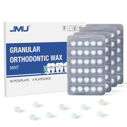 JMU Orthodontic Wax for Braces, 120 Dental Wax Dots, Hygienic Individual Wraps, Mint Flavored Dental Wax for Comfort & Protection
