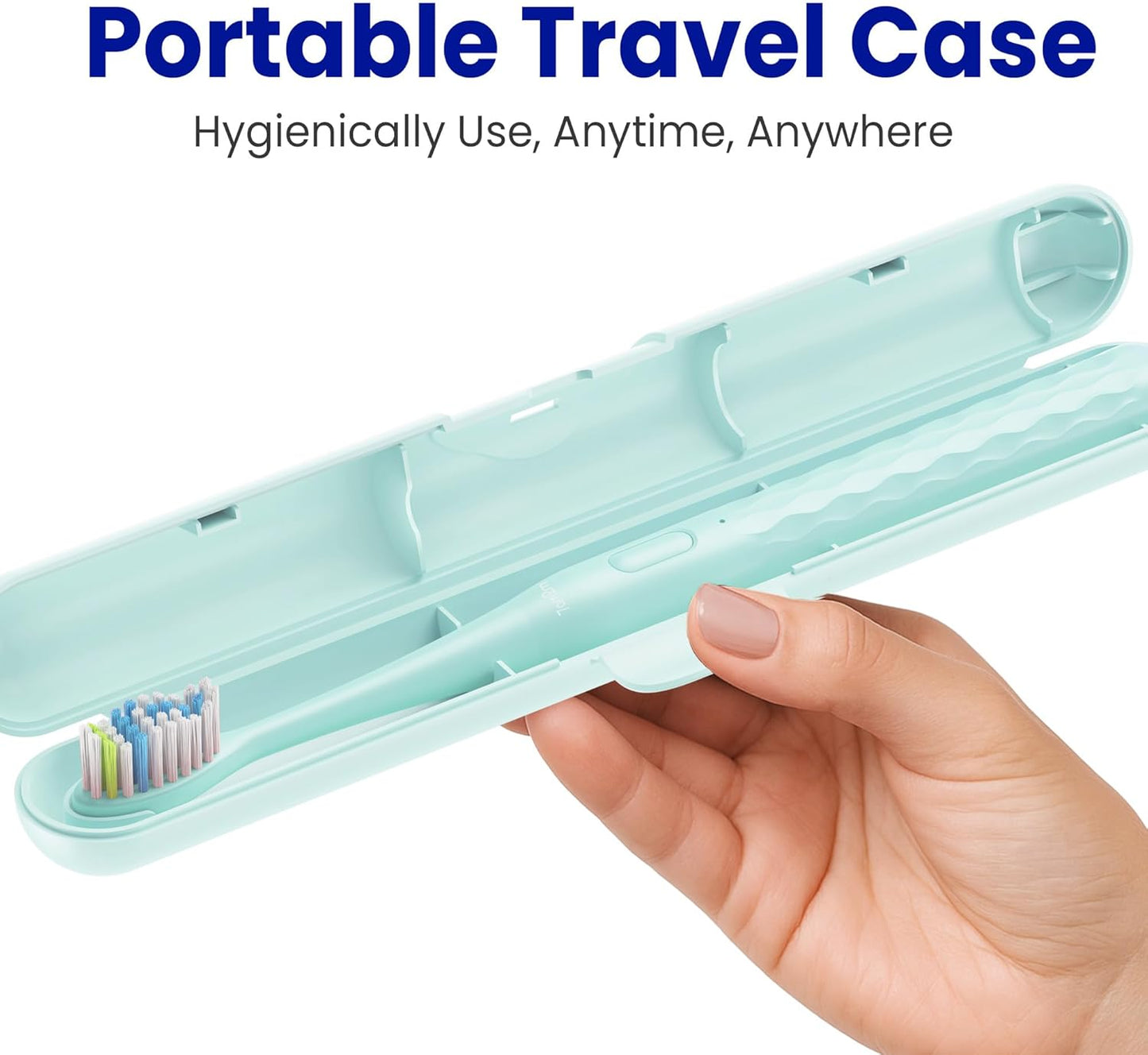 7AM2M Sonic Electric Toothbrush for Adults & Kids, with Travel Case&2 Brush Heads, 1 Charge for 90 Days, Type-C Rechargeable Sonic Toothbrush, Compact Design for Daily/Travel Use - Mint