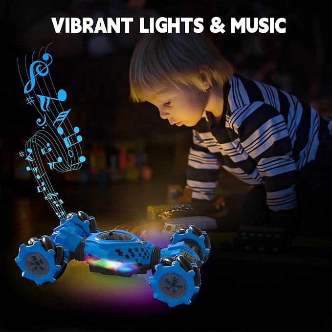 Remote Control Car - RC Drift Car for Boys Age 8-12, Gesture Sensing RC Stunt Cars 4WD Hot Wheels Cars Toy for Kids 4 5 6 7 8 9 10 Year Old Boy Birthday (Blue)