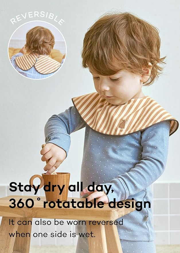 Konny Baby Bibs Set, 360 ° Rotate, Soft and Absorbent Bandana Drooling for Boys Girls baby Essentials