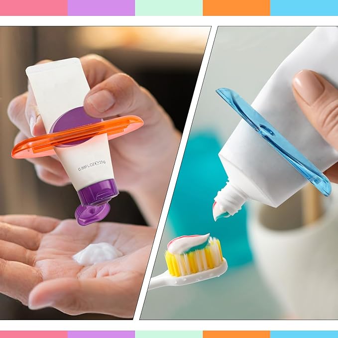 5pcs Toothpaste Squeezer Plastic Tube Squeezers Tooth Effortless Paste Clip Holder Tool for Toothpaste Cream Cosmetics and Paint (Colorful)