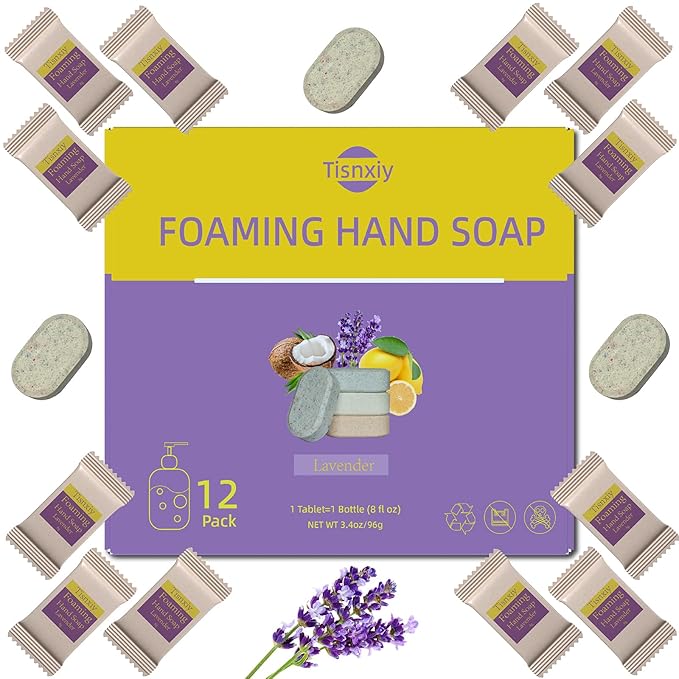 Foaming Hand Soap Tablet Refills - 12 Count- 96 fl oz total (12x 8 fl oz) - Eco-Friendly Foaming Hand Soap Refill - Gentle on Hands, Kind to Earth - Lavender