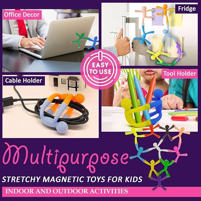 MAGMEN Enhanced Grip Magnetic Fidget Toys 10 Pack Travel Entertainment for Kids Ages 3 and Up STEM Sensory Toys for Airplane Car Trips & Quiet Play. Solid Colors