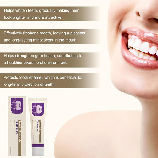 Tooth Refresh Toothpaste, Fresh Breath Whitening Toothpaste, Natural Oral Care & Enamel Repair, Helps Remove Coffee, Tea & Wine Stains, Fresh Minty Gel 2-Pack