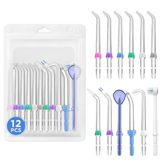 12PCS for Waterpik Replacement Heads, Replacement Picks Water Flosser Replacement Tips for Water Pik(6 Classic Jet Tips + Other 6 Different Tips)