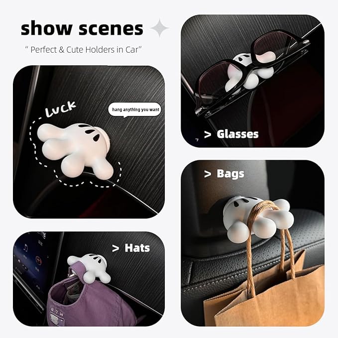 2PCS Cute Hanging Toothbrush Holder, Hand Wall Utility Suction Hooks With StickyPads, Multi-Function Mouse Bathroom Decor, Key and Plug Shower Kitchen Accessories (Palm)