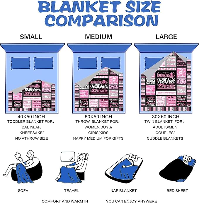 Teacher Gifts Blanket for Women Teacher Appreciation Throw Blankets Plush Flannel Bedding Mothers Day Teachers Gifts for Women Retirement Graduation Birthday Party Decorations 60"X50"