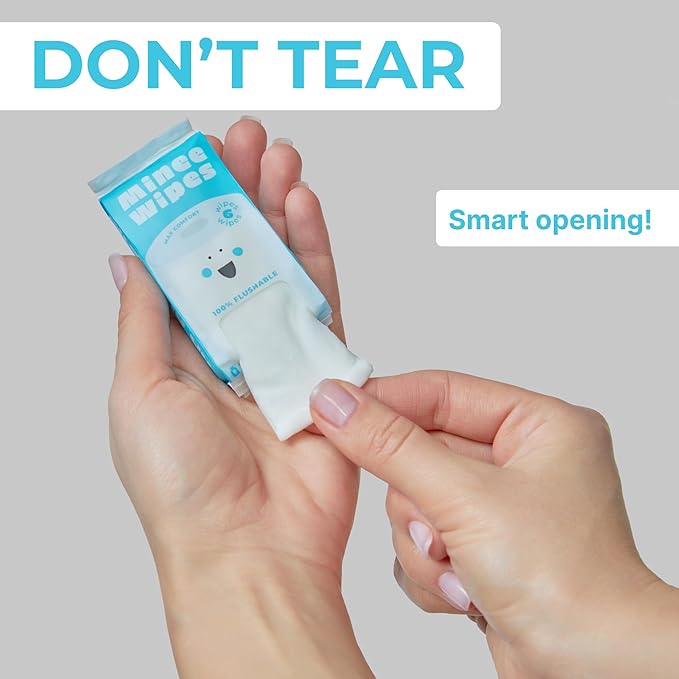 Impossibly Compact Travel Flushable Wipes - 99.5% Water and Aloe - Safe for Sensitive Skin, Hypoallergenic & Unscented - Travel Essentials for Adults, Kids & Baby Care - 24 Pack Total 144 Wipes