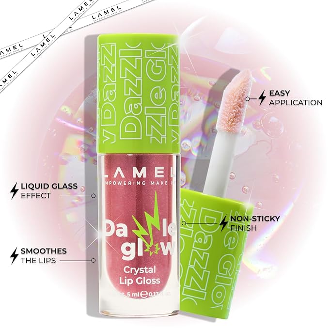 Lamel Dazzle Glow Crystal Clear Lip Gloss - Hydrating Lip Gloss - Non Sticky - Colored - Moisturizing - №404 You Can