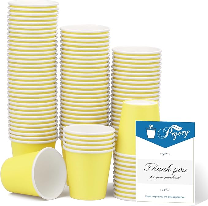 100 Pack 3oz Yellow Paper Cups,Mouthwash Cups, Disposable Bathroom Cups,Small Paper Cups 3oz Ideal for Bathroom, Supermarket, Birthday Party, Picnic and BBQ