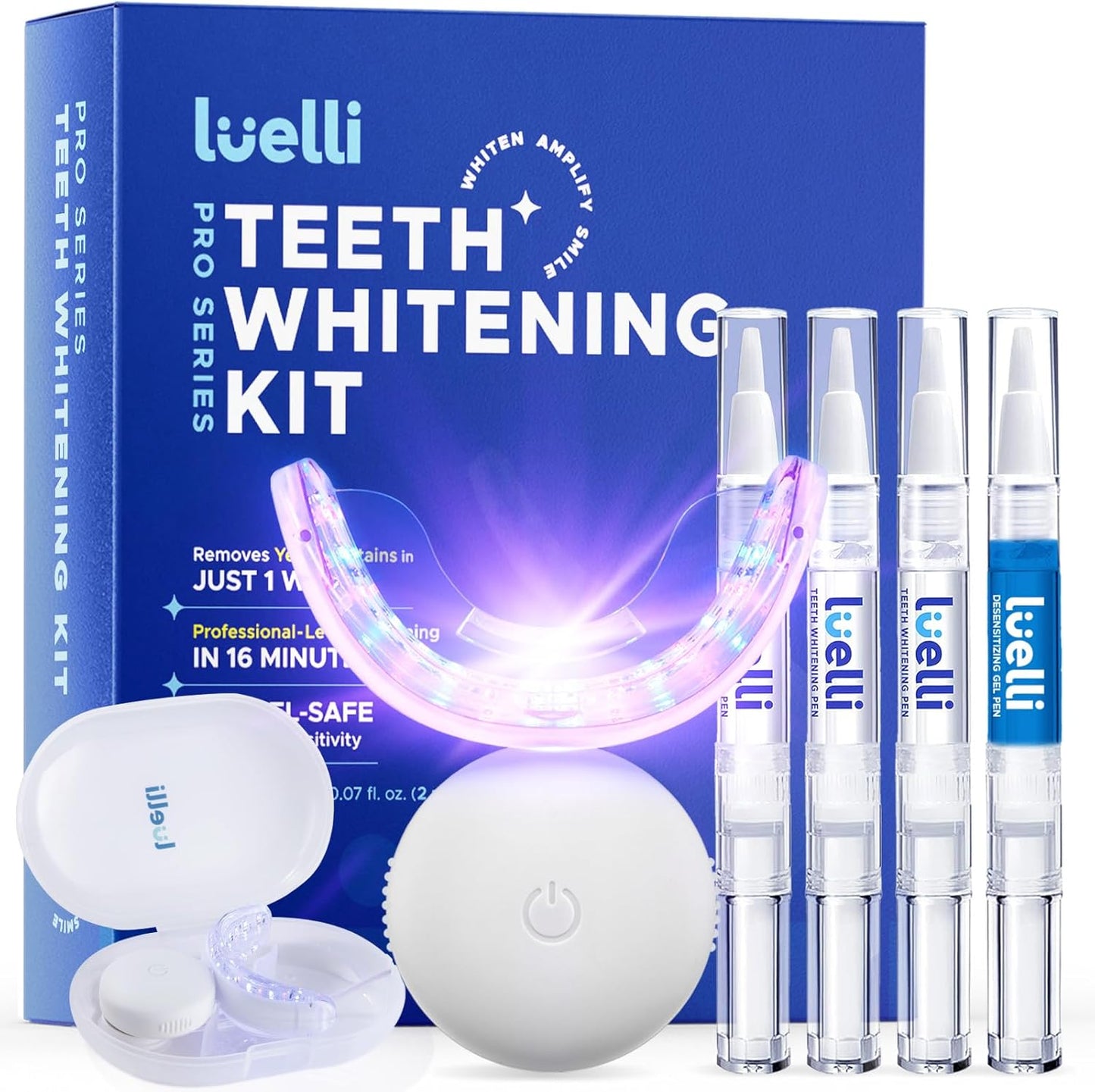 Luelli Teeth Whitening Kit with LED Light – 35% Carbamide Peroxide Gel for Professional Results