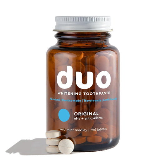 Duo Toothpaste Tablets | Nano-Hydroxyapatite (nHa) Natural Whitening, Remineralize, Reduce Sensitivity | Sustainable & Plastic Free | Dentist Created | Wild Mint Medley - 1 Bottle / 186 Tablets