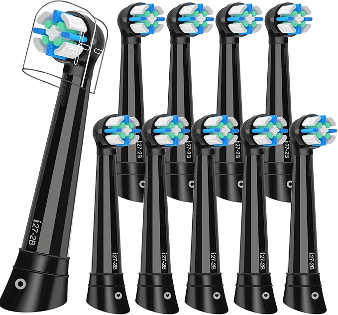 10PACK Replacement Toothbrush Heads Compatible with Oral B iO Series 2/3/4/5/6/7/8/9/10 Electric Toothbrush,Round Brush Heads for Gentle Gum Care & Deep Cleaning,Black