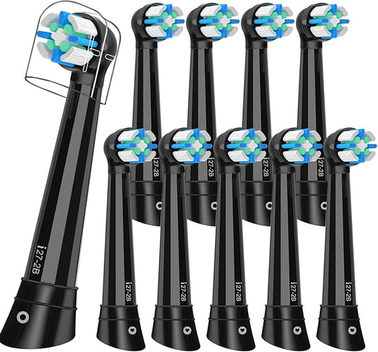 10PACK Replacement Toothbrush Heads Compatible with Oral B iO Series 2/3/4/5/6/7/8/9/10 Electric Toothbrush,Round Brush Heads for Gentle Gum Care & Deep Cleaning,Black