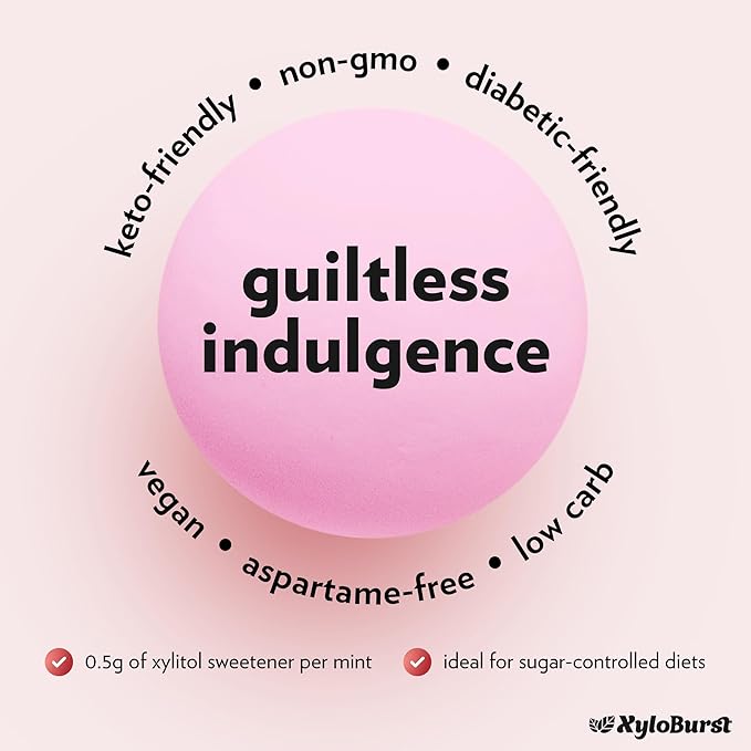 XyloBurst - Xylitol Mints | Sugar Free Breath Mints for Oral Health | Gluten Free, Vegan, Keto Friendly | Aspartame Free Mint | Berry | 200 Count Jar, 3-Pack