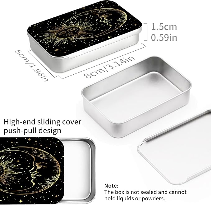 Portable Dental Floss Case, Refillable Cute Travel Floss Dispenser for Men & Women, Pocket Travel Floss Picks Case for Purse, Backpack, Bag Tarot Moon and Sun