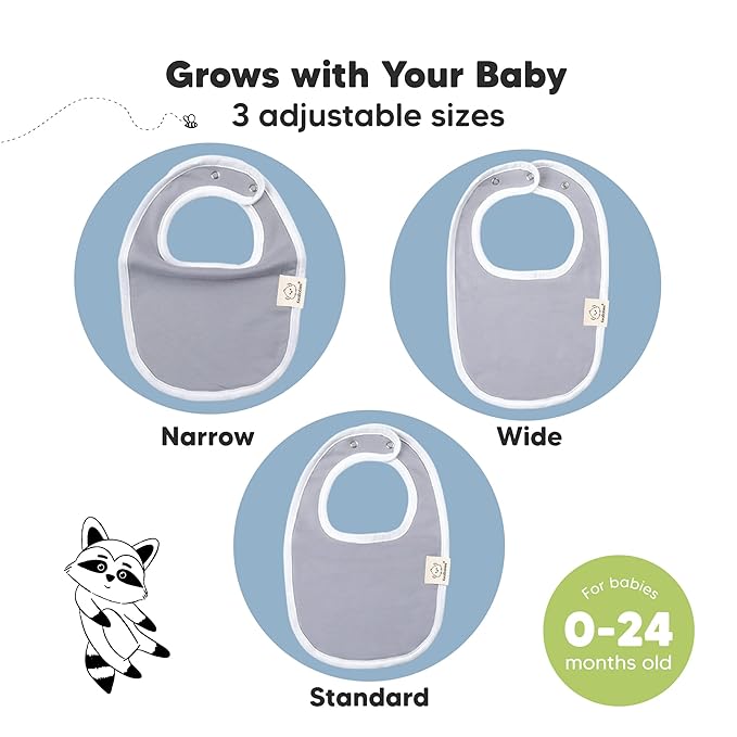 8-Pack Organic Baby Bibs for Boys, Girls - Soft Cotton Drooling and Teething Bibs for Baby Girl & Boy, Extra Absorbent, Easy To Clean & Put On for Toddler, Newborn, Infant 0-24 Months (Muted Pastel)