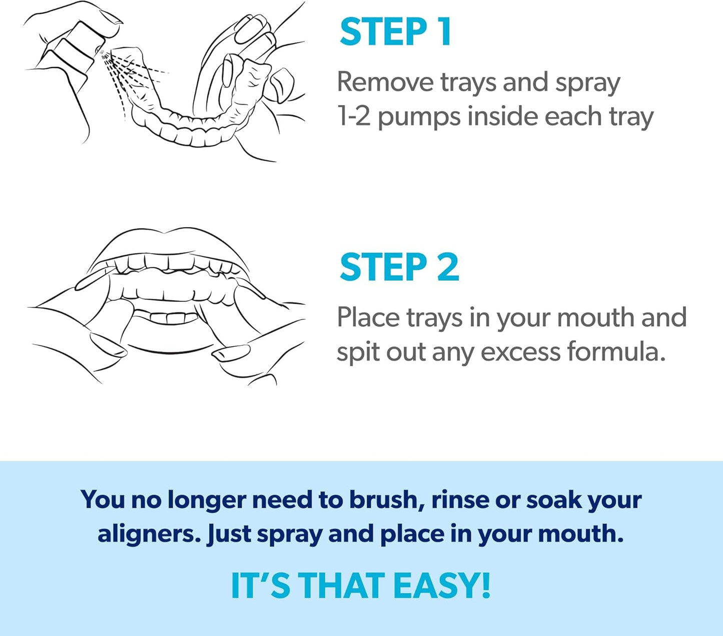 EverSmile AlignerFresh Cleaning Spray for Invisalign and All Clear Aligners and Retainers – On-the-Go Cleaning & Teeth Whitening, Kills Bacteria, Fights Bad Breath – Mint Flavor, 10ml (1 Pack)