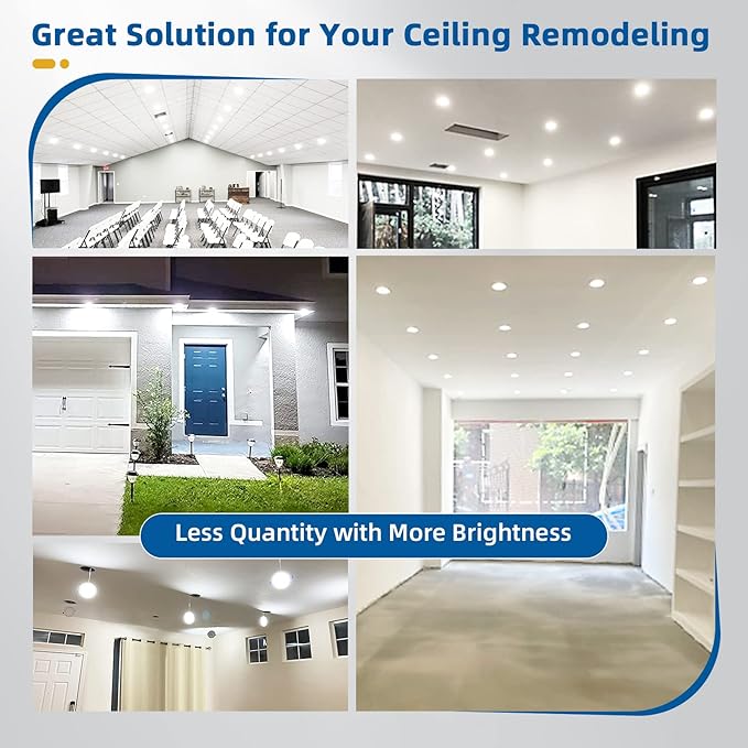 12 Pack Recessed Lighting 4 inch, 5000K Ultra-Thin LED Canless Recessed Lighting, Retrofit Dimmable Recessed Lights, 1200LM 12W=150W Wafer Lights - ETL & Energy Star Certified