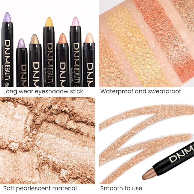 evpct 4Pcs Cream Eye Shadow Brightener Sticks Set for Eyes, Light Khaki Bronze Desert Beige Gold Shimmer Metallic Eyeshadow Pencil Applicator Stick Palette Makeup Waterproof sombras en crema para ojos