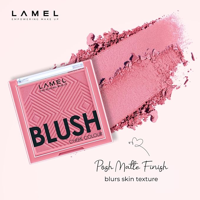 Lamel Pink Blush Cheek Color Mini - Blendable Natural Blush Powder - Enhances & Defines Shapes & Features - Contouring Powder - 4 Universal Shades - 405 (Pink Blossom) - 3.8g / 0.13 oz