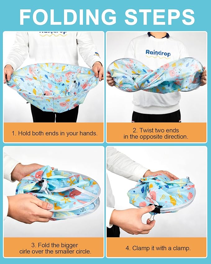 Lictin Haircut Capes Umbrella for Kids - Hair Cutting Haircut Cape Kids Waterproof Foldable Adjustment, Hairdressing Umbrella Cape Apron with 1PCS Black Comb, Marine Theme, 60cm