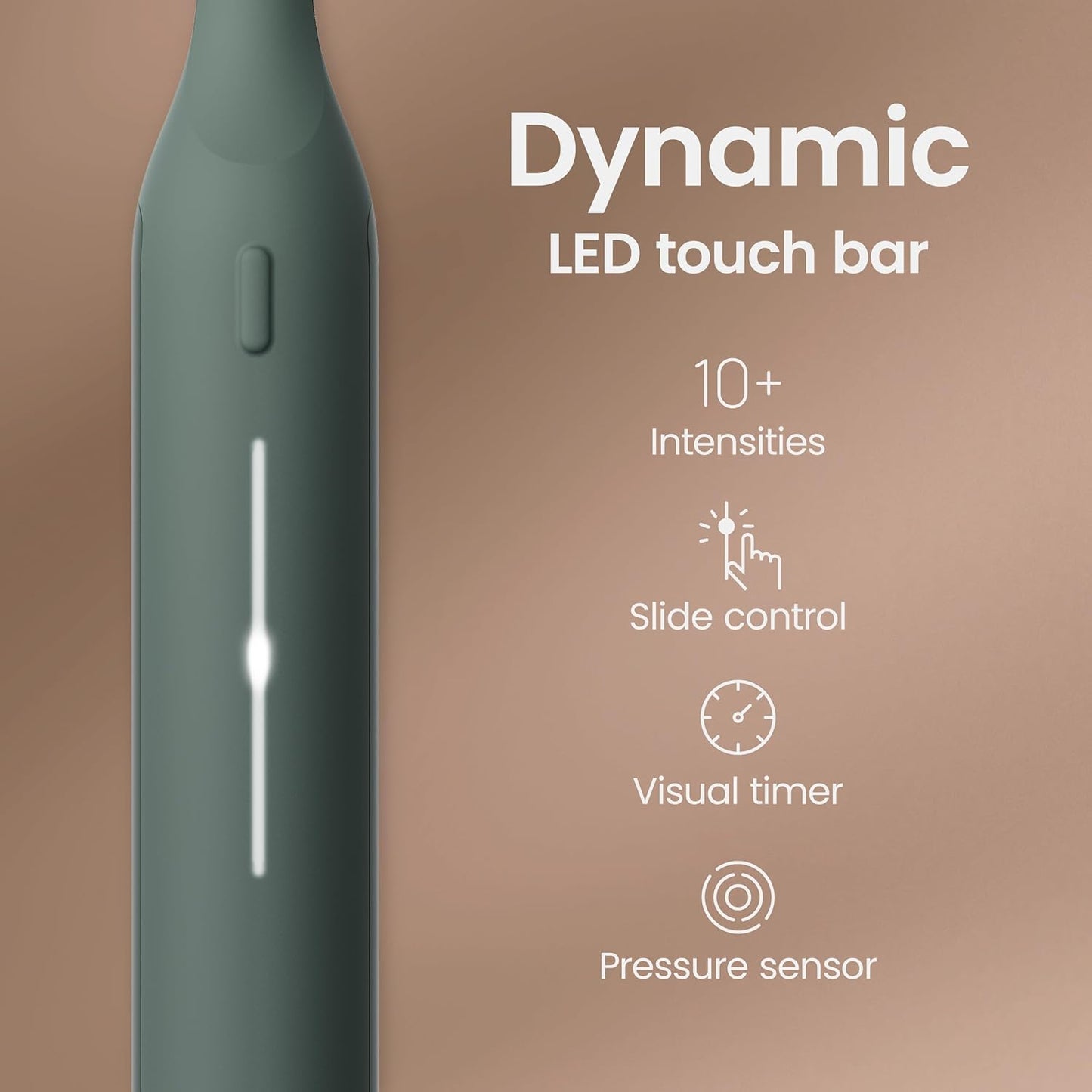 Quip Ultra Next Generation Smart Sonic Toothbrush - Timed Electric Toothbrush for Adults - Replaceable Brush Head, Soft Bristles, Silicone Handle, 30-Day Battery Life, Travel Case - Moss Green