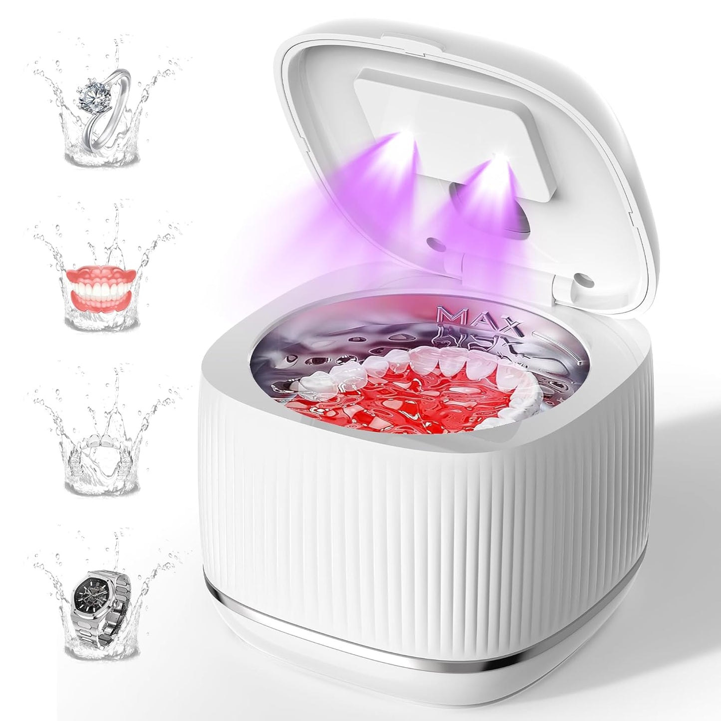 2025 upgraded 3-in-1 version Ultrasonic Retainer Cleaner Machine, degassing technology+ultrasonic+UV, with a 5-fold increase in cleaning efficiency for Dentures, Mouth Guards, Braces, Jewelry