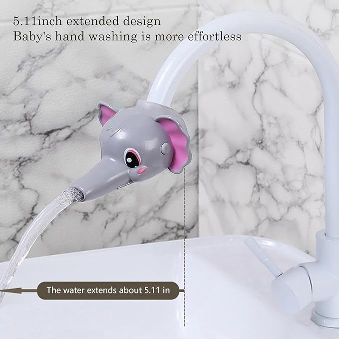 Faucet Handle Extender Set, Faucet Extender for Kids Child Sink Extender Kids Hand Wash Helper Faucet Extender for Bathroom Sink-Grey